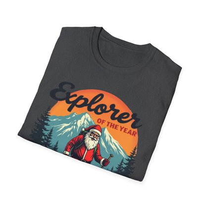 Explorer of the Year T-Shirt — Santa Hiker Vintage Outdoor Christmas Tee