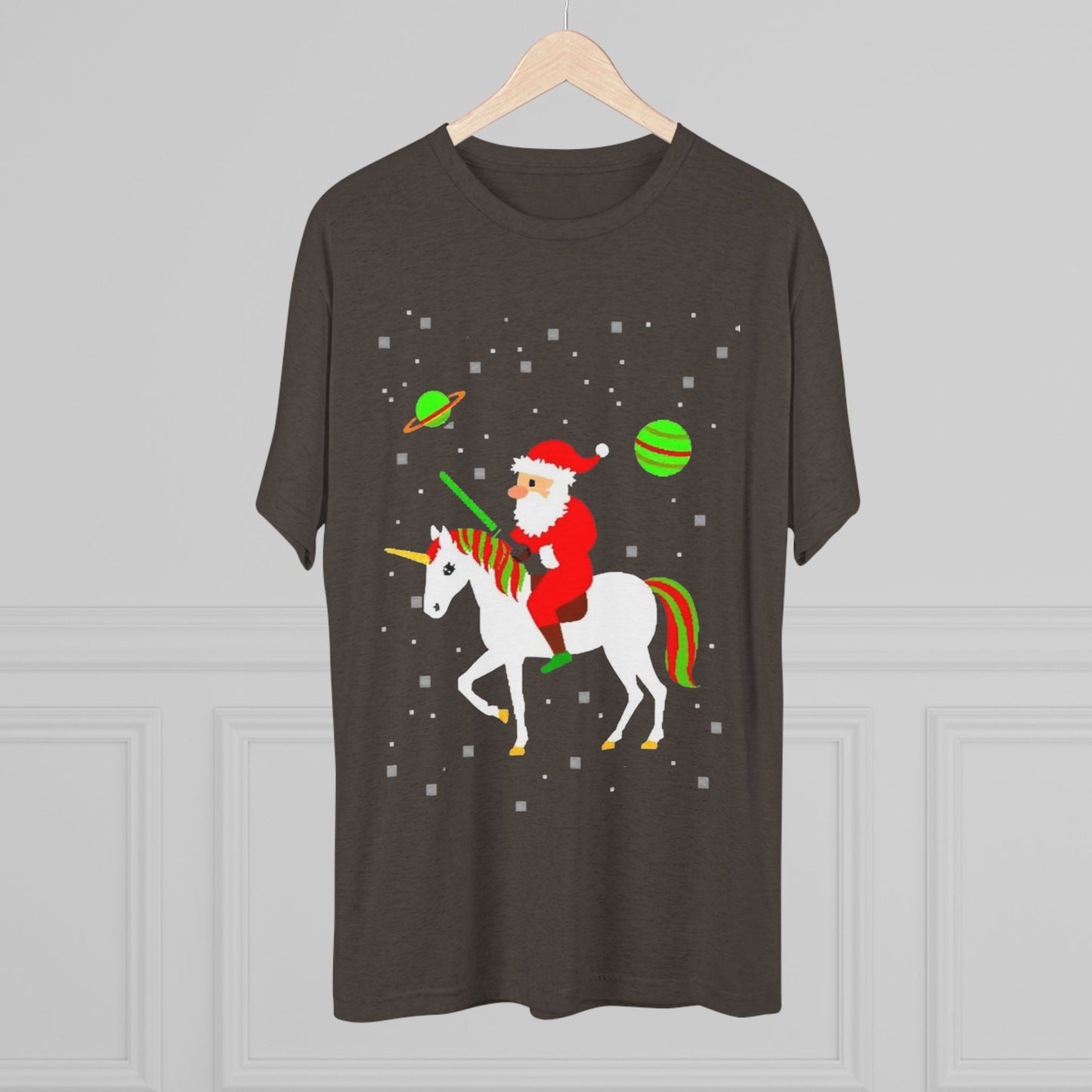 Christmas Space Santa Riding Unicorn T‑Shirt