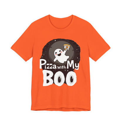 Ghost Pizza Boo Tee - Unisex Jersey Short Sleeve T-Shirt, Funny Halloween Shirt, Spooky Costume, Ghost Lover Gift, October Celebration