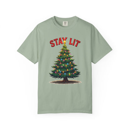 Stay Lit Christmas T-Shirt — Festive Holiday Tree Graphic Tee