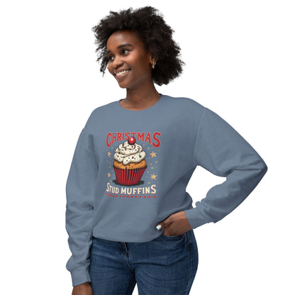 Christmas Stud Muffins, Unisex Lightweight Crewneck Sweatshirt