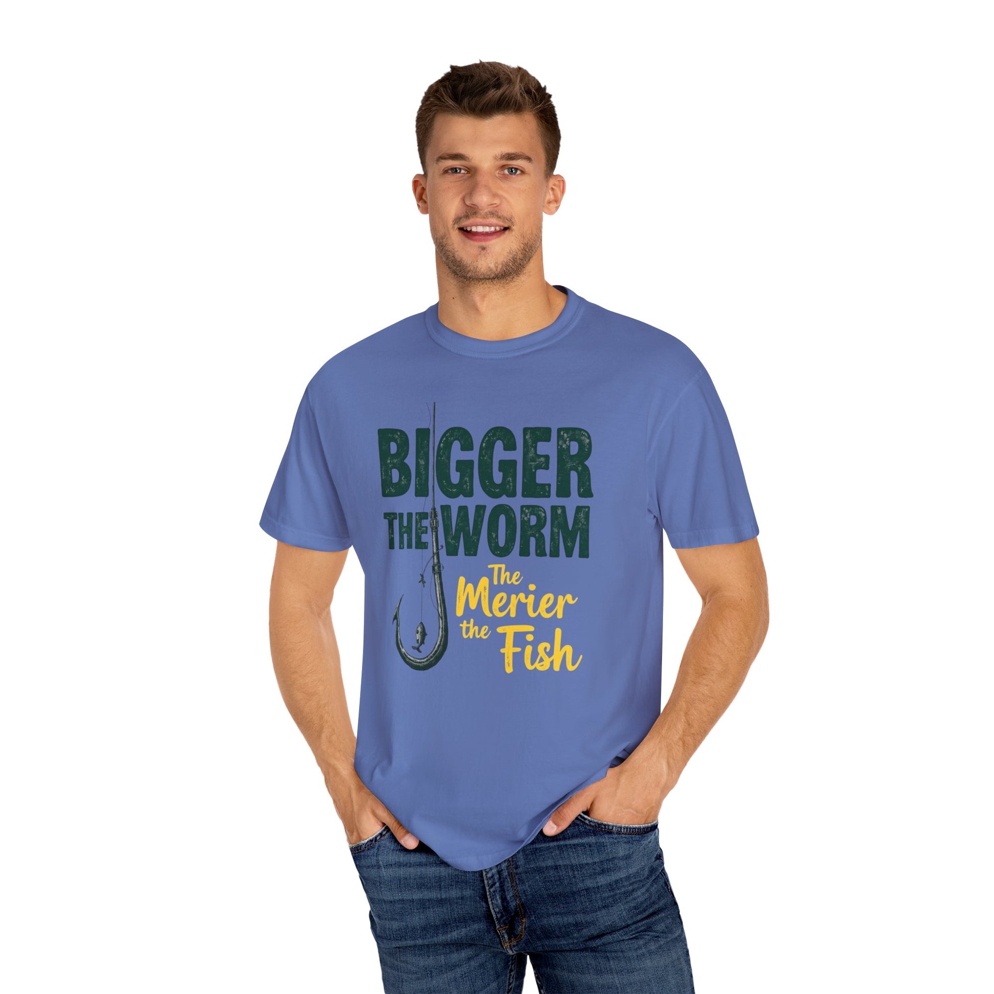 Big Worm Fishing Humor Unisex T-Shirt, Larger Than Life Tee, Gift for Anglers, Fun Outdoors Apparel, Dad's Fishing Day Shirt - Psychonaut Swag