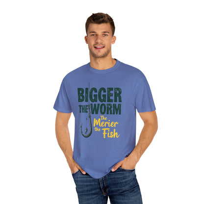 Big Worm Fishing Humor Unisex T-Shirt, Larger Than Life Tee, Gift for Anglers, Fun Outdoors Apparel, Dad's Fishing Day Shirt - Psychonaut Swag