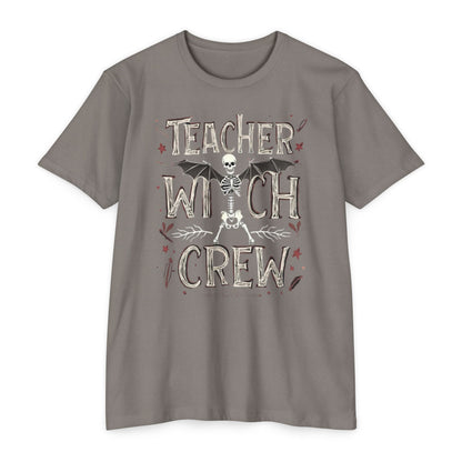 Teacher Witch Crew T-Shirt — Halloween Skeleton Teacher Tee