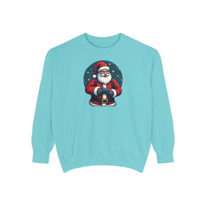 Gamer Santa, Unisex Garment-Dyed Sweatshirt