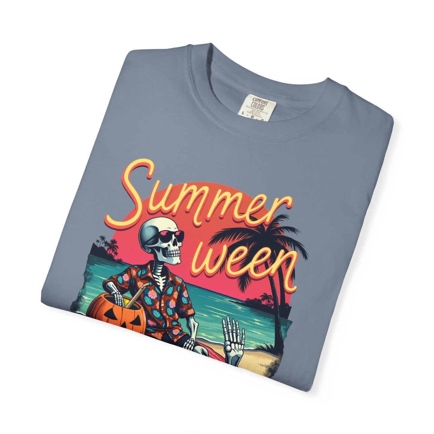 T-Shirt — "Summerween" Beach Skeleton Halloween Graphic Tee