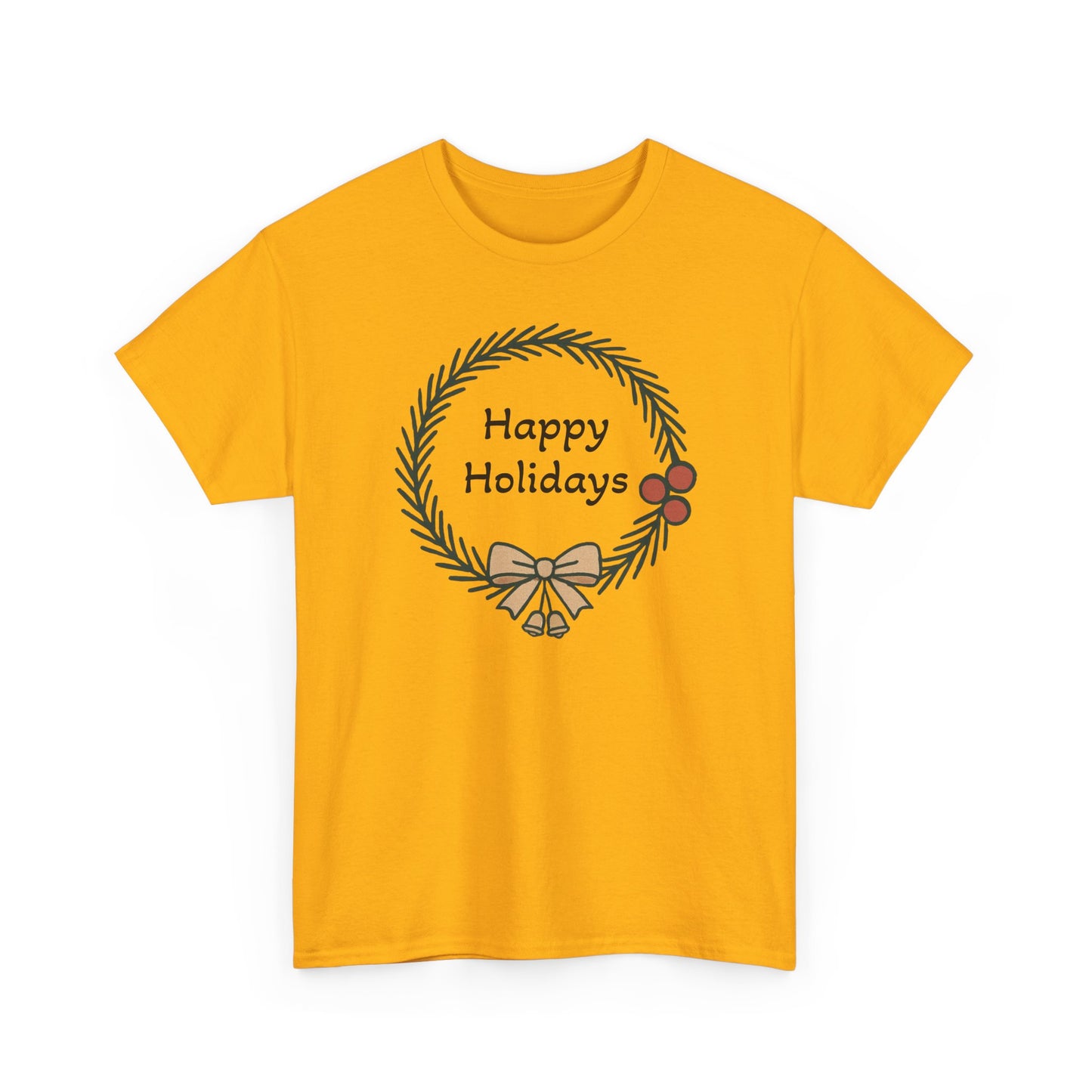 Happy Holiday Wreath, Unisex Heavy Cotton Tee