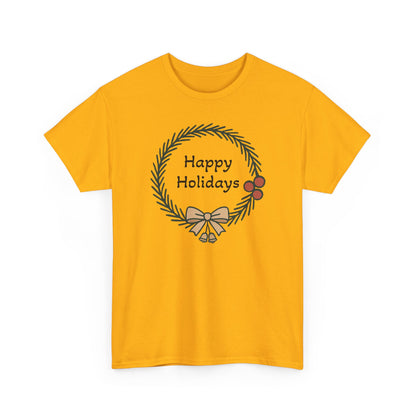 Happy Holiday Wreath, Unisex Heavy Cotton Tee