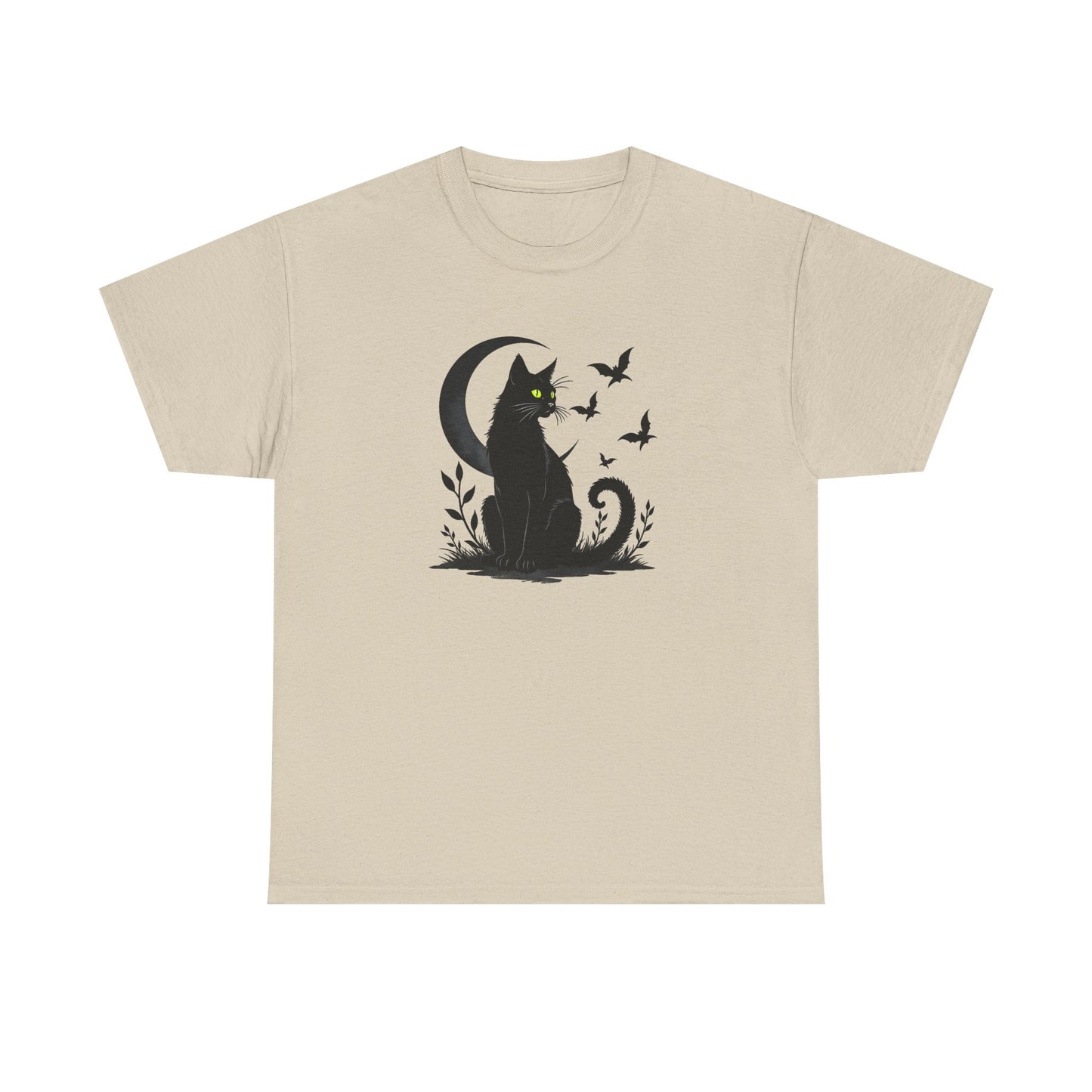 Black Cat Moon T‑Shirt — Gothic Cat Silhouette Tee