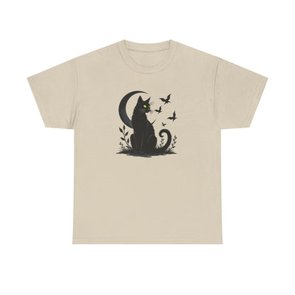 Black Cat Moon T‑Shirt — Gothic Cat Silhouette Tee