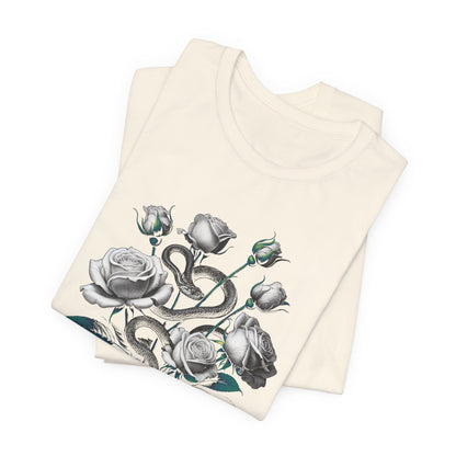 Rose and Snake Graphic Tee – Gothic Floral Vintage Shirt