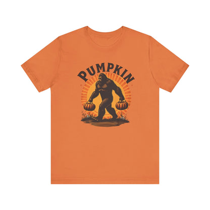 Pumpkin Bigfoot T-Shirt – Unisex Harvest Tee for Fall, Halloween, Autumn Celebrations, Gift for Nature Lovers, Casual Wear