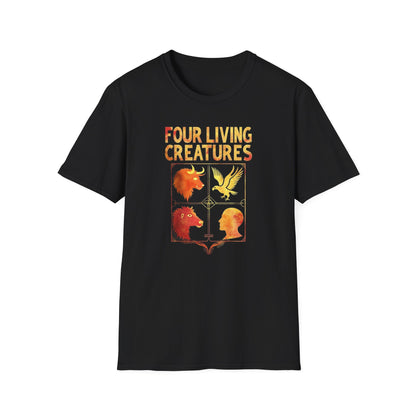 Four Living Creatures, Graphic T-Shirt, Unisex Style, Nature Lovers Gift, Casual Wear, Unique Art