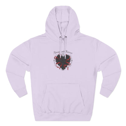 Rose Heart Hoodie — "Always and Forever" Gothic Floral Fleece Pullover