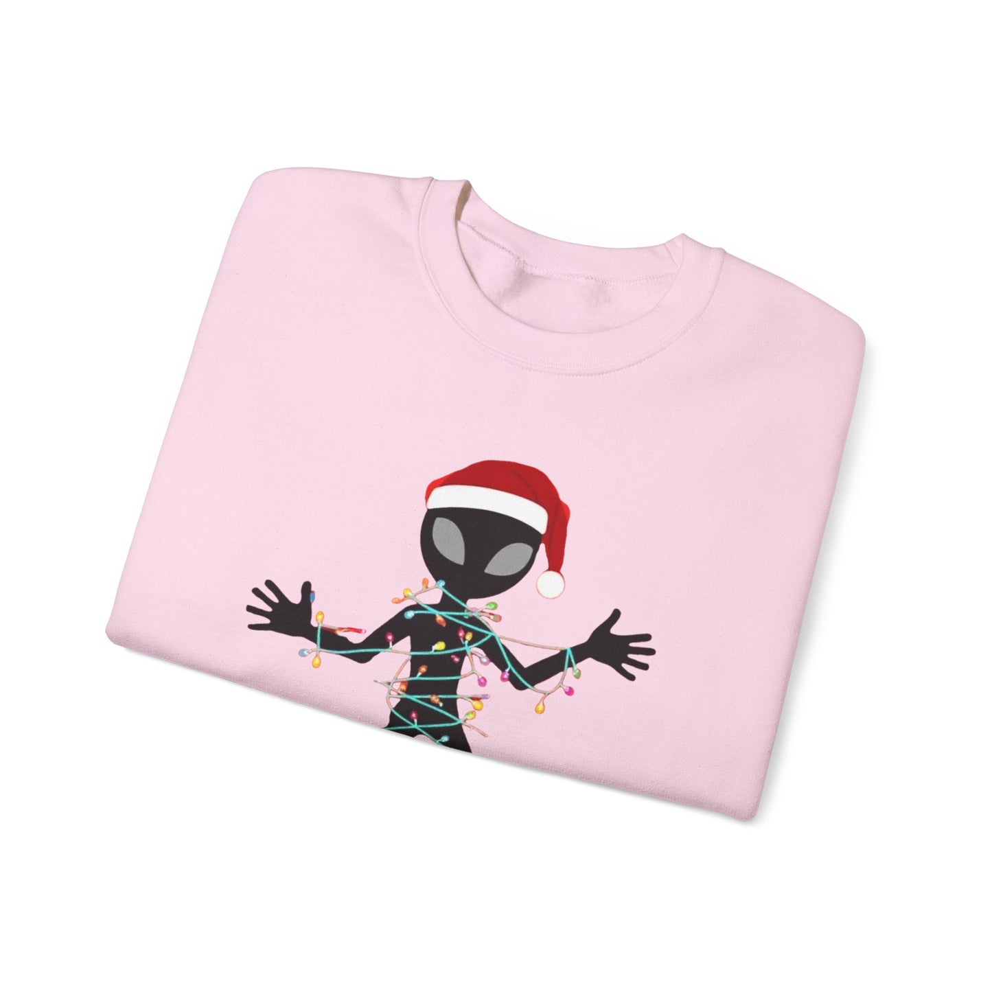 Alien Wrapped in Christmas Lights Sweatshirt — Holiday Ugly Sweater Tee