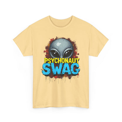 Hidden Alien, Psychonaut Swag, Staple Tee, Unisex Heavy Cotton Tee - Psychedelic Alien Swag Tee, Fun Graphic Tee, Perfect for Festivals, Casual Wear, Gift for Space Lovers - Psychonaut Swag
