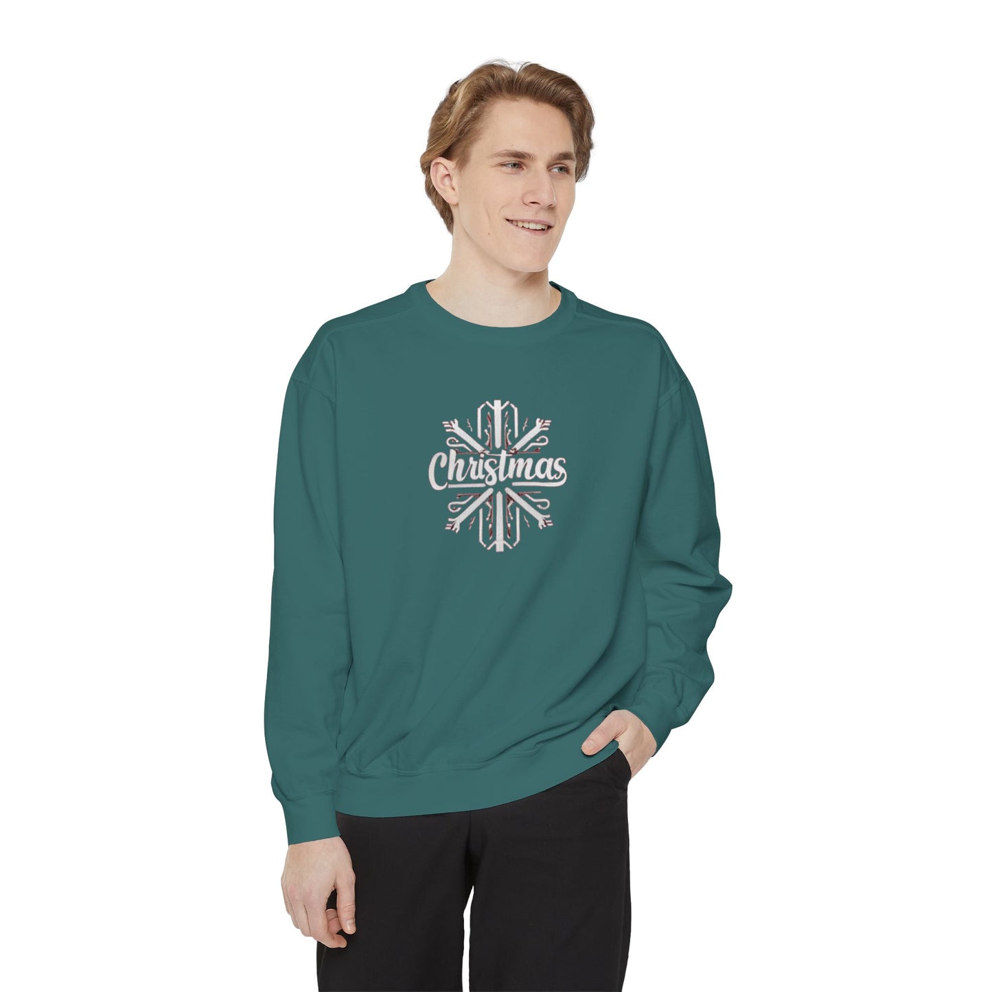 Christmas Snowflake, Unisex Garment-Dyed Sweatshirt