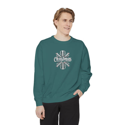 Christmas Snowflake, Unisex Garment-Dyed Sweatshirt