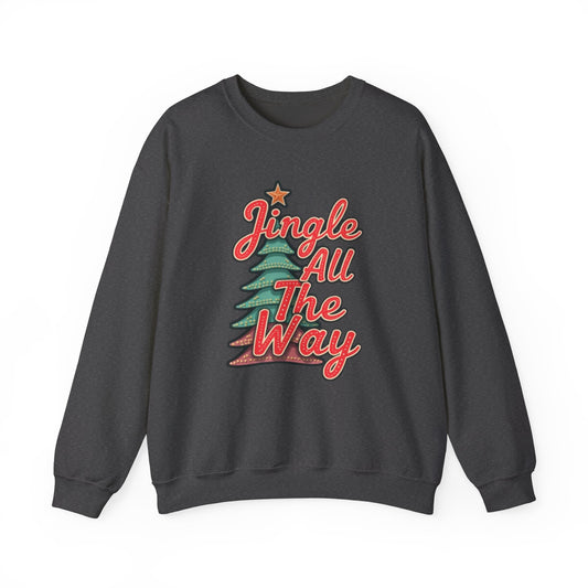Christmas Sweatshirt — "Jingle All The Way" Retro Tree Holiday Crewneck