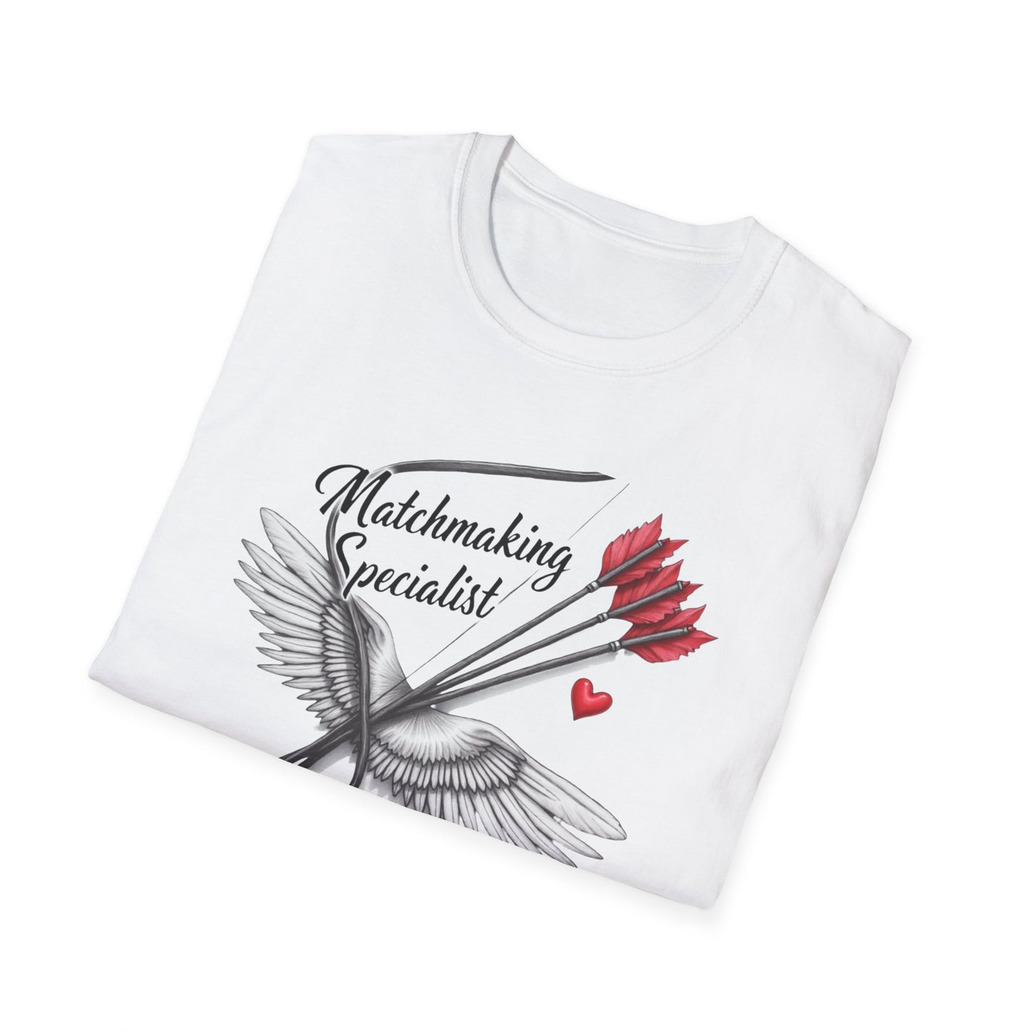 Matchmaking Specialist T-Shirt — Cupid Arrow & Wings Valentine Tee