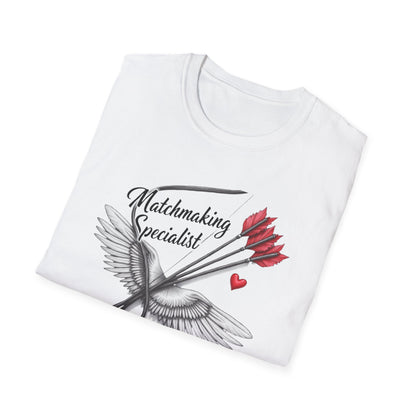 Matchmaking Specialist T-Shirt — Cupid Arrow & Wings Valentine Tee