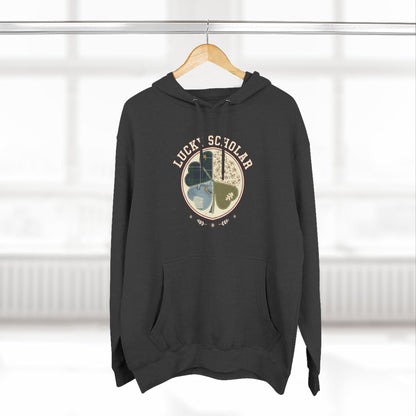 Lucky Scholar Clover, Three-Panel Fleece Hoodie