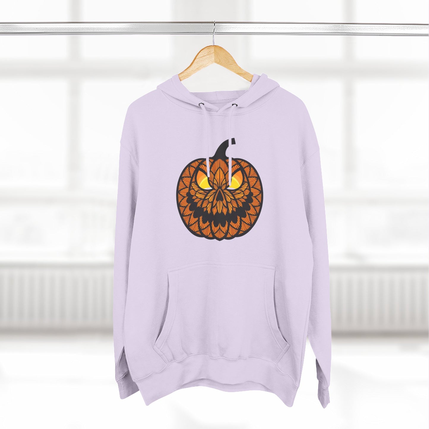 Pumpkin Mandala Hoodie — Halloween Jack-O'-Lantern Fleece Pullover