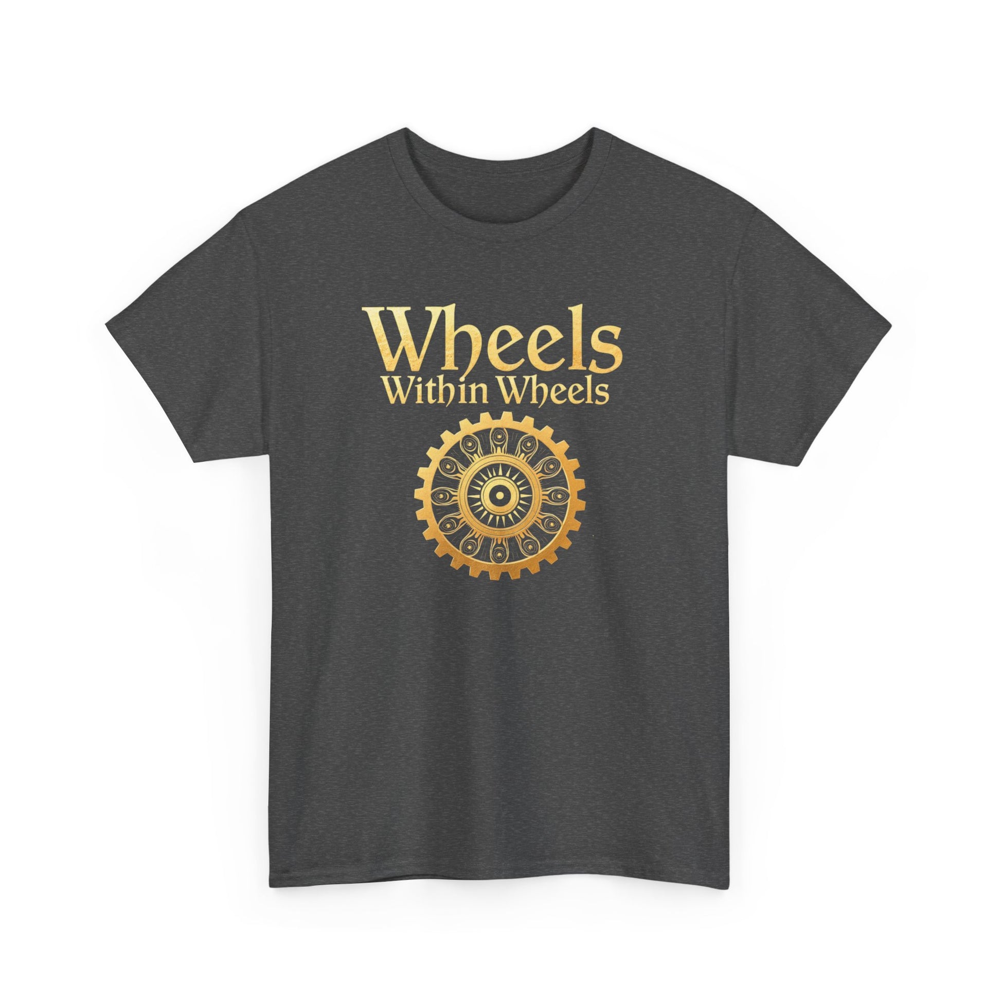 Wheels within wheels, Unisex Heavy Cotton Tee, Casual Wear, Gift for Cyclists, Graphic T-Shirt, Birthday Gift, Summer Style - Psychonaut Swag