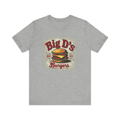 Big D's Burgers Unisex Jersey Tee - Fun Foodie Shirt, Casual Wear, Burger Lover Gift, Retro Fast Food T-Shirt, Summer BBQ Fashion - Psychonaut Swag