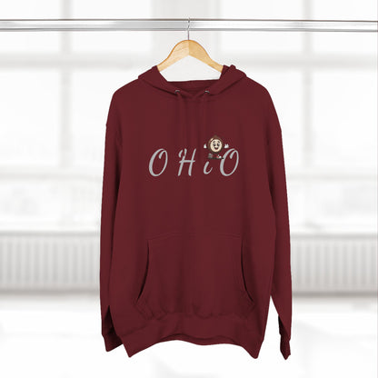 Ohio Script Hoodie with Cute Buckeye Mascot