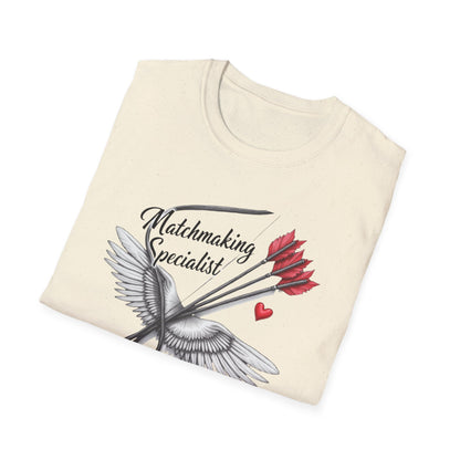 Matchmaking Specialist T-Shirt — Cupid Arrow & Wings Valentine Tee