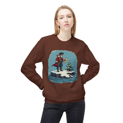 Colonial Santa and Tree, Unisex Midweight Softstyle Fleece Crewneck Sweatshirt