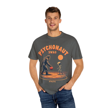 Alien vs Bigfoot, Psychonaut Swag Unisex T-Shirt, Funny Graphic Tee, Unique Gift for Gamers, Outdoor Lovers, Birthday, Casual Wear - Psychonaut Swag