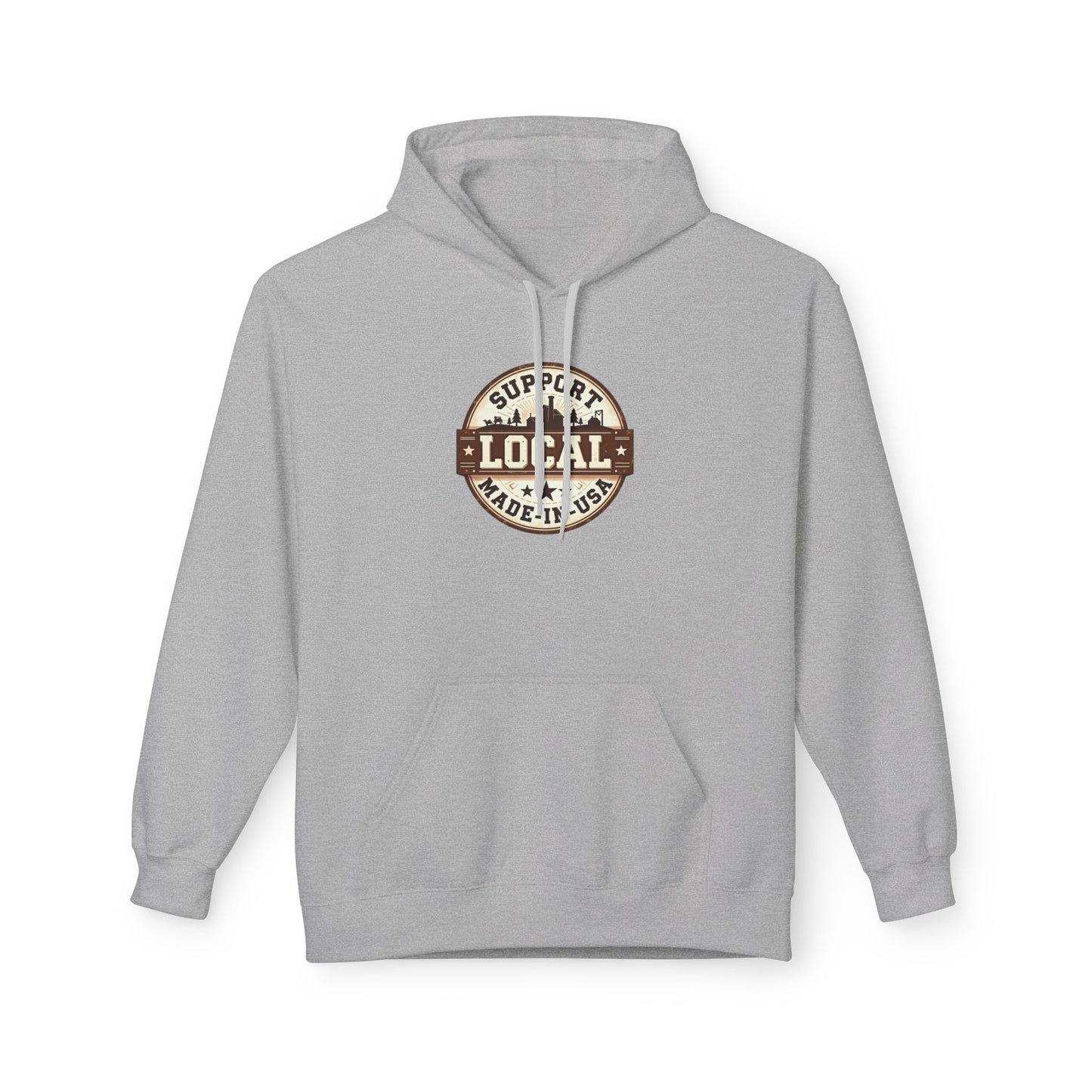 Support Local Hoodie — “Support Local Made in USA” Vintage Badge Pullover