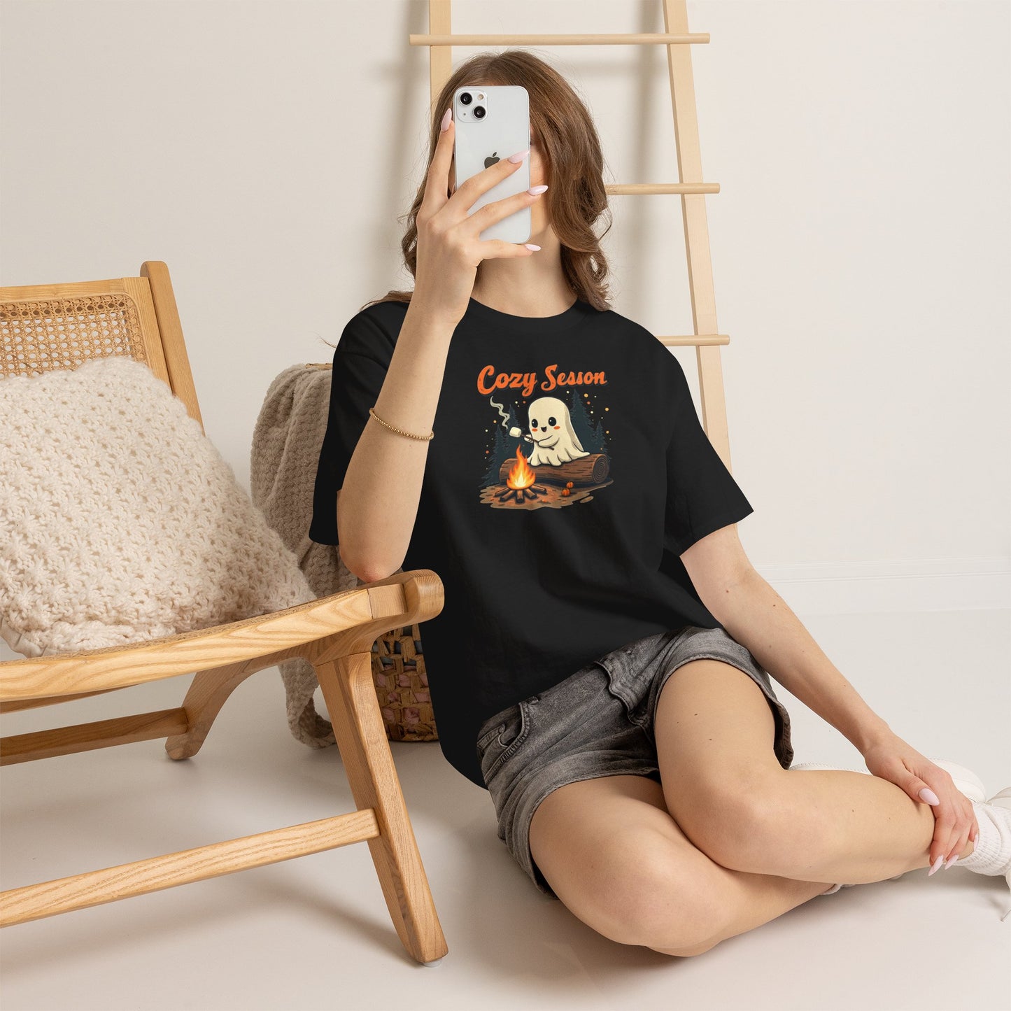 Cozy Season Tee — Cute Ghost Campfire Halloween T-Shirt