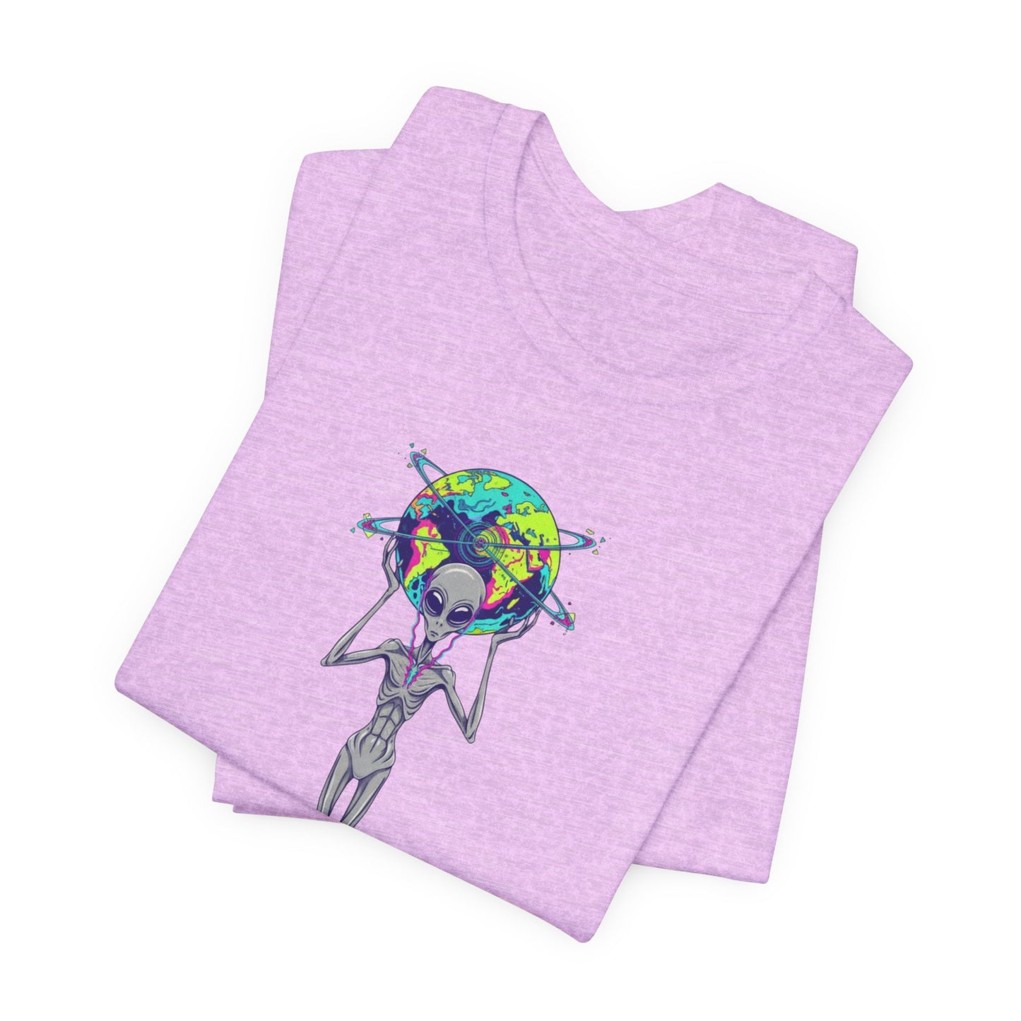 Alien Holding Earth Graphic Tee — Cosmic Sci‑Fi Alien Shirt