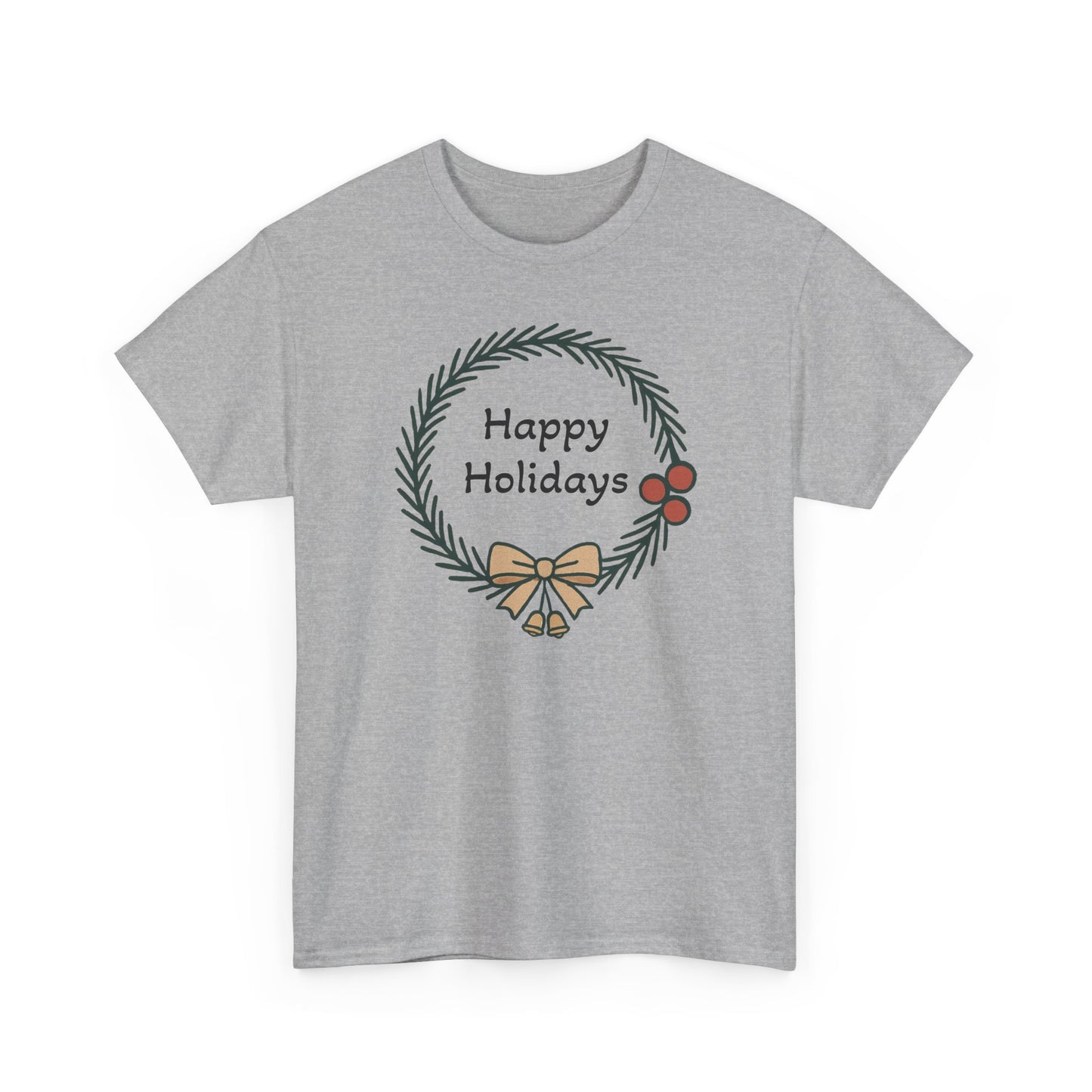 Happy Holiday Wreath, Unisex Heavy Cotton Tee