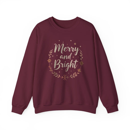 Merry and Bright Crewneck Sweatshirt — Holiday Christmas Sweatshirt