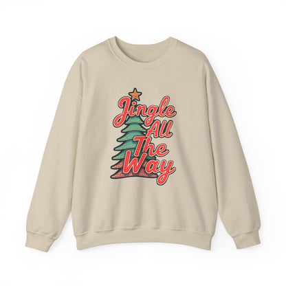 Christmas Sweatshirt — "Jingle All The Way" Retro Tree Holiday Crewneck