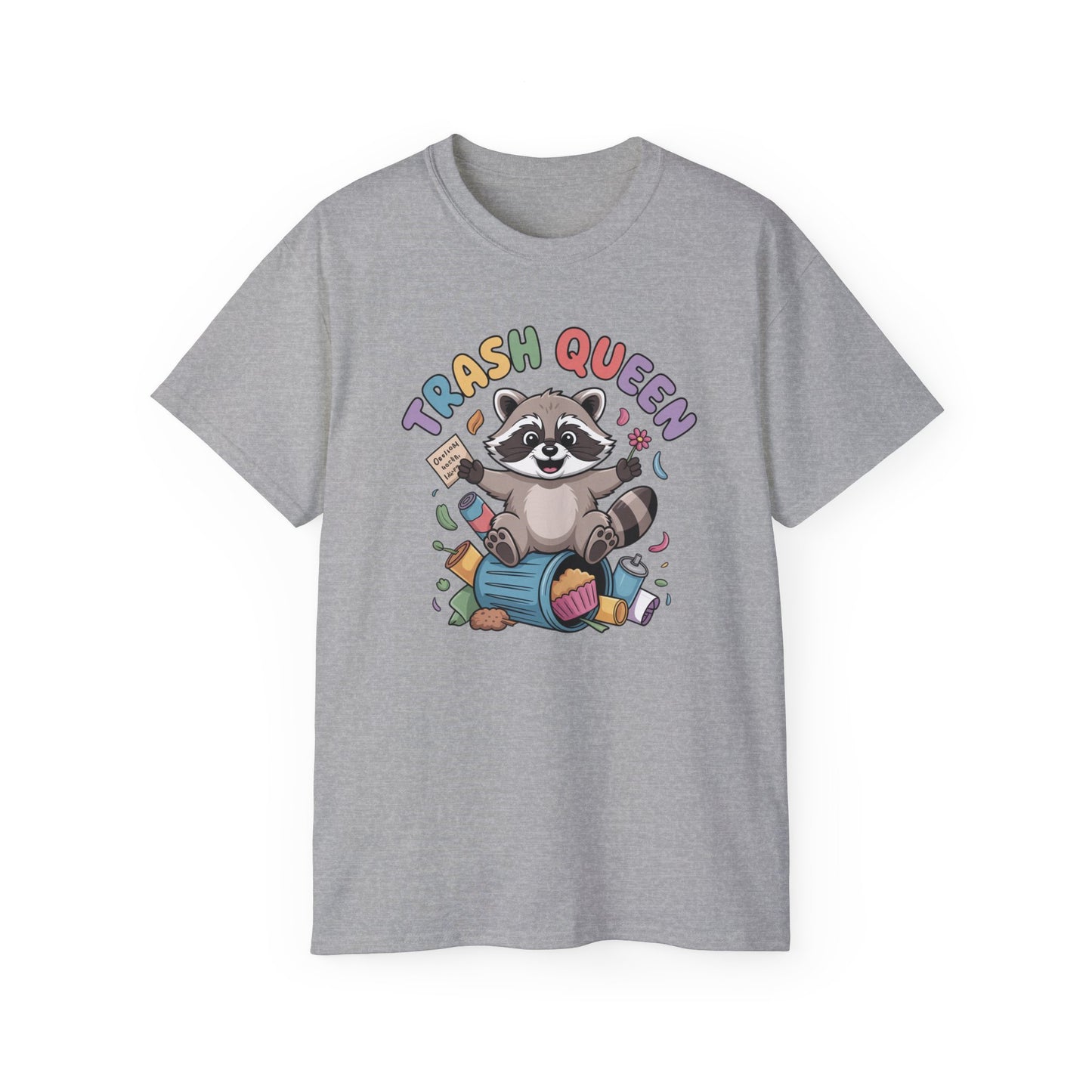 Trash Queen T‑Shirt — Cute Raccoon Recycling Humor Tee