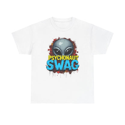 Hidden Alien, Psychonaut Swag, Staple Tee, Unisex Heavy Cotton Tee - Psychedelic Alien Swag Tee, Fun Graphic Tee, Perfect for Festivals, Casual Wear, Gift for Space Lovers - Psychonaut Swag