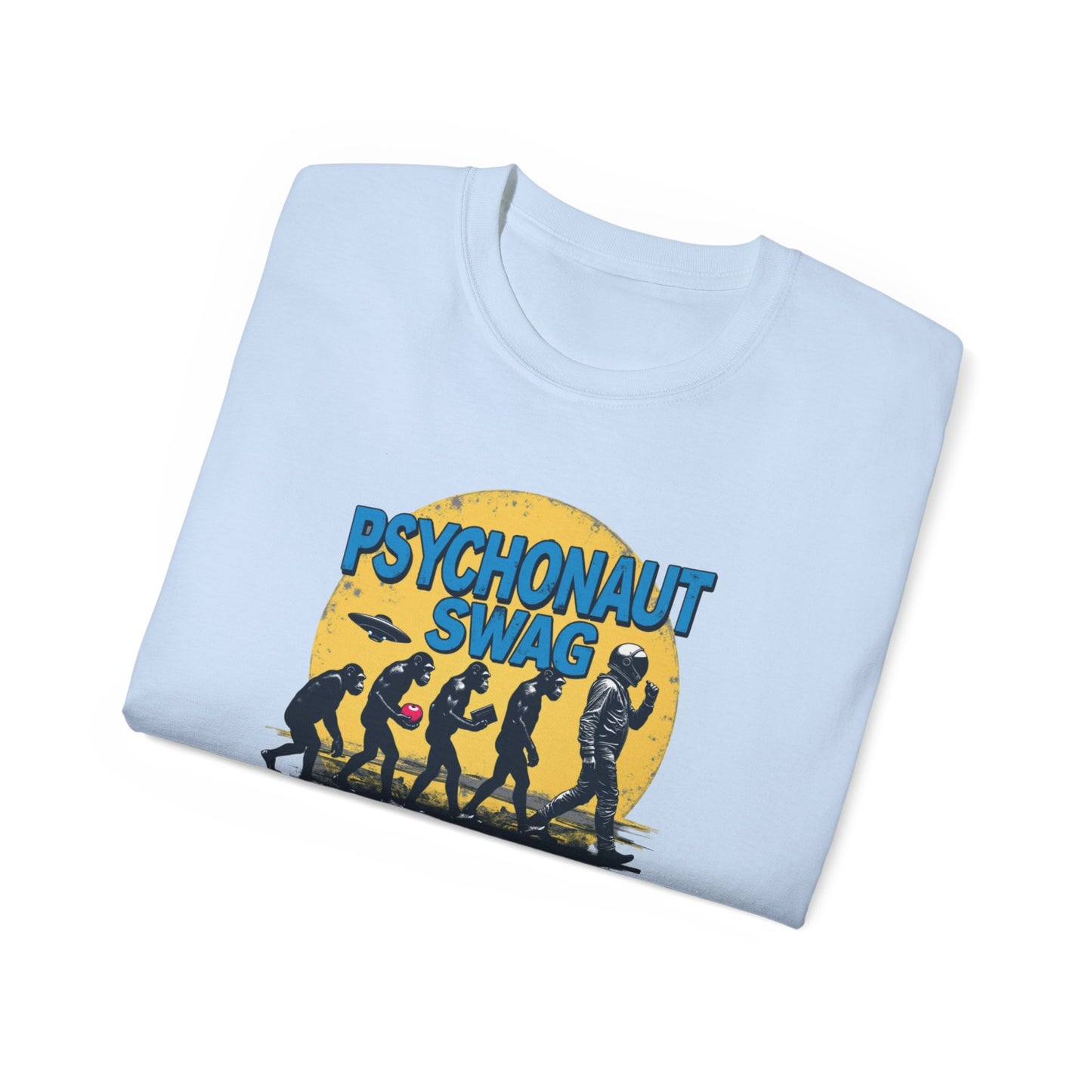 Psychonaut Evolution of Man Sunset, Unisex Tee, Retro Graphic T-Shirt, Music Festival Attire, Gift for Gamers, Casual Streetwear