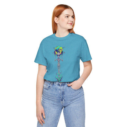 Alien Holding Earth Graphic Tee — Cosmic Sci‑Fi Alien Shirt
