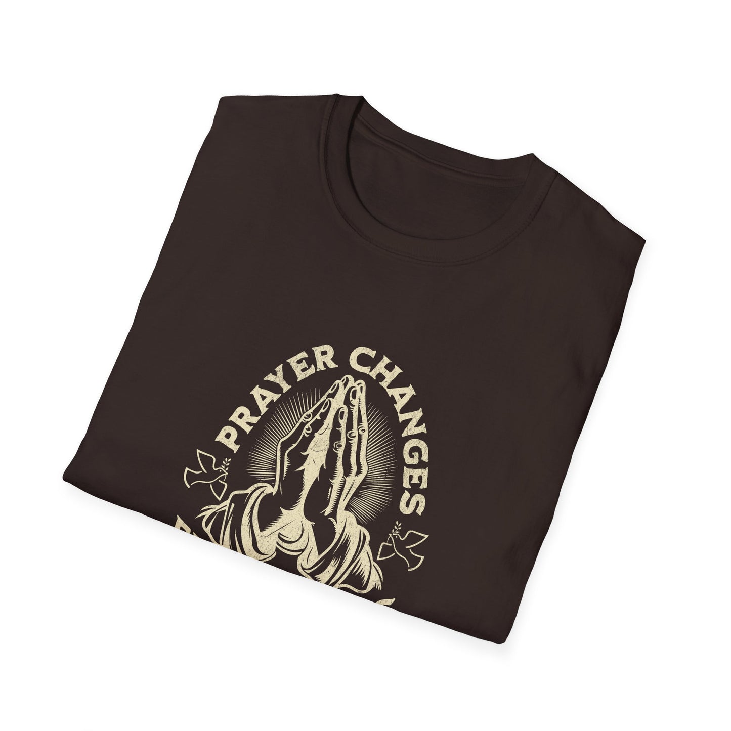 Prayer Changes Everything T-Shirt — Vintage Praying Hands Christian Tee
