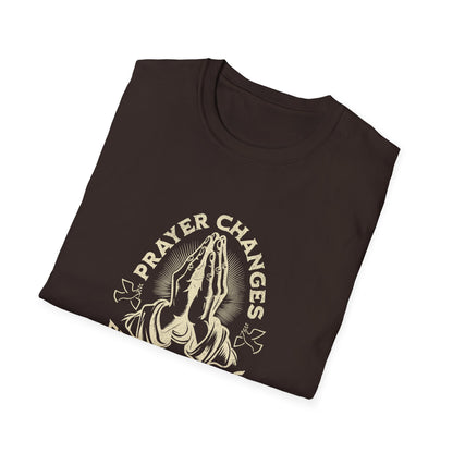 Prayer Changes Everything T-Shirt — Vintage Praying Hands Christian Tee
