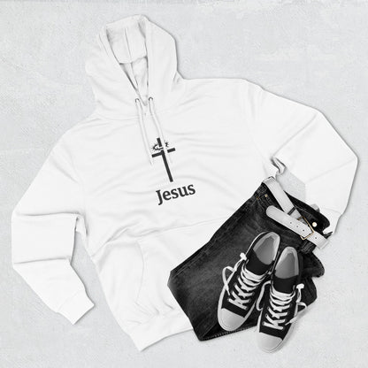 Jesus Cross Minimalist Hoodie — Faith Graphic Fleece Pullover