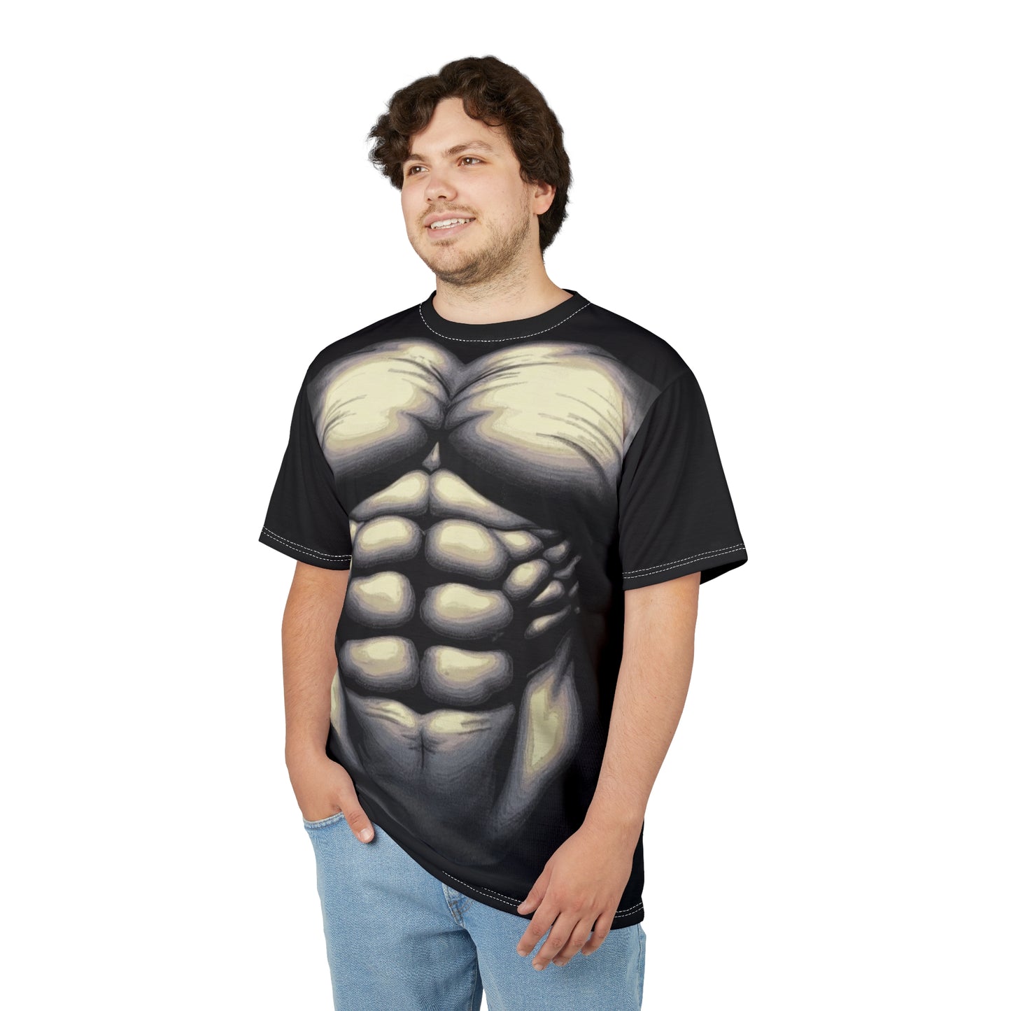 Muscle Torso Graphic Tee — 3D Abs Costume T-Shirt