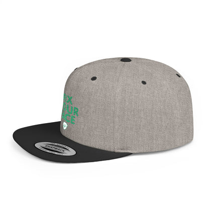 Fix Your Face-Leah, Flat Bill Snapback Cap, Trendy Snapback Hat, Funny Quote Hat, Casual Streetwear Cap, Unique Gift for Friends