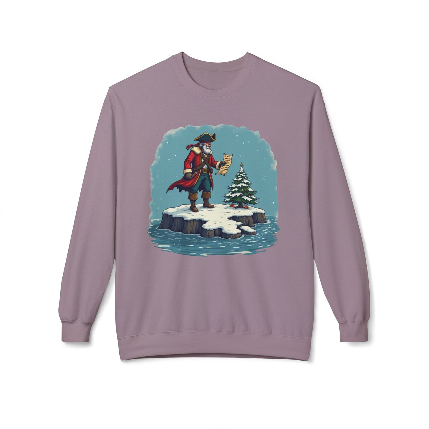 Colonial Santa and Tree, Unisex Midweight Softstyle Fleece Crewneck Sweatshirt