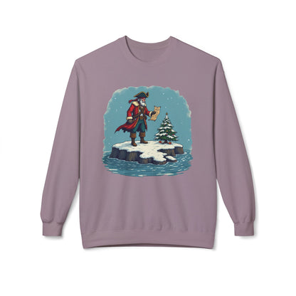 Colonial Santa and Tree, Unisex Midweight Softstyle Fleece Crewneck Sweatshirt